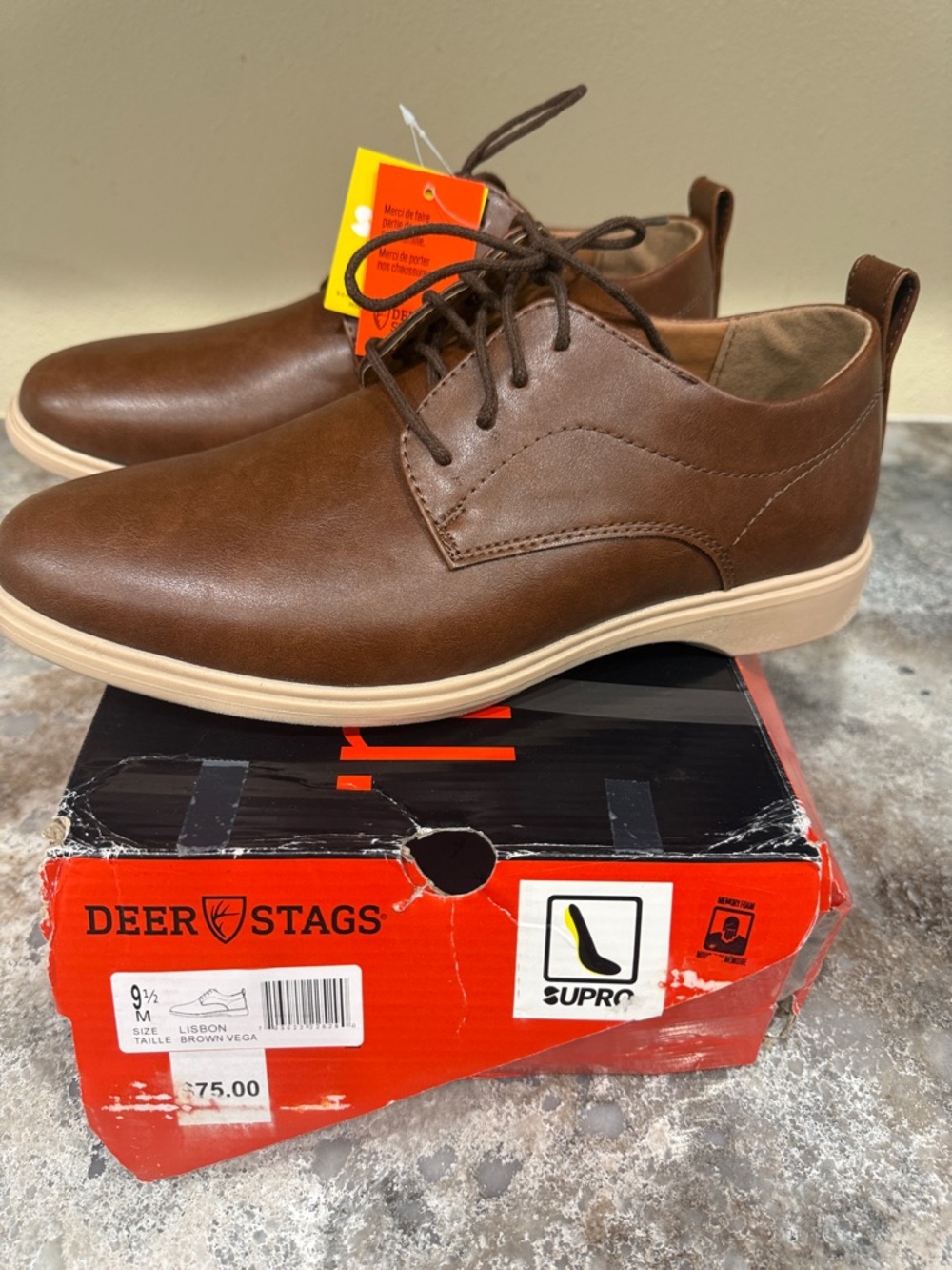Deer Stags Brown Casual Lace-Up Derby Shoes